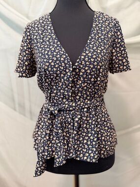 Blush J Blue Floral Flutter Sleeve Blouse